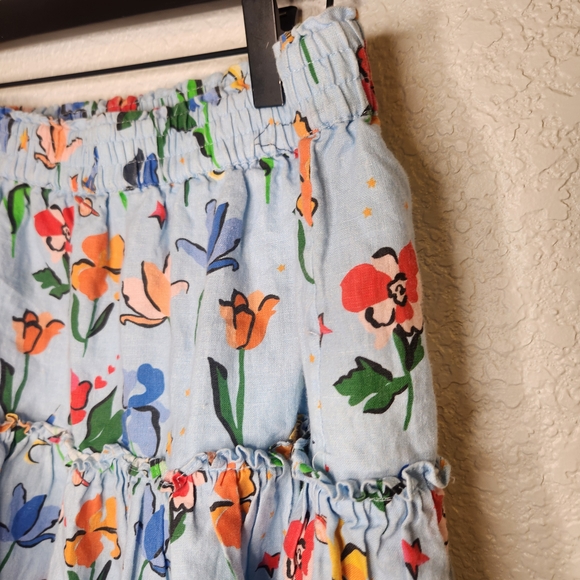 HILL HOUSE Home Of The Paz Skirt Light Blue Space Floral Size Floral Print 2xl - Picture 4 of 16